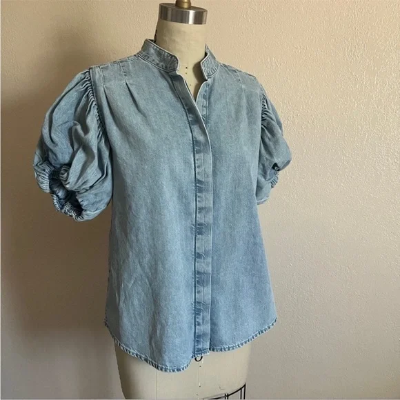 Frame Denim puff sleeve blouse - Picture 2 of 7